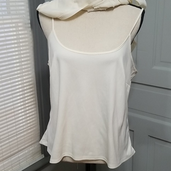 ✨ Avenue Studio Cream Sheer Pintuck Cami Layered with Adjustable Tank - Picture 4 of 7